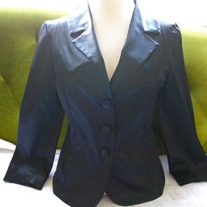 Trina Turk Black Satin Blazer Sz 2 Office Holiday
